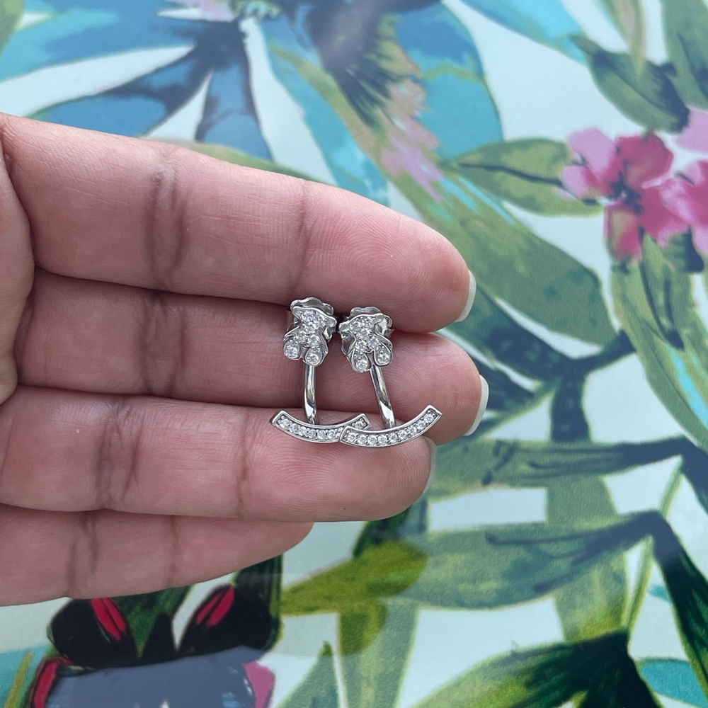 Silver Vermeil Puppies Earrings with Cz stones and Bear motif